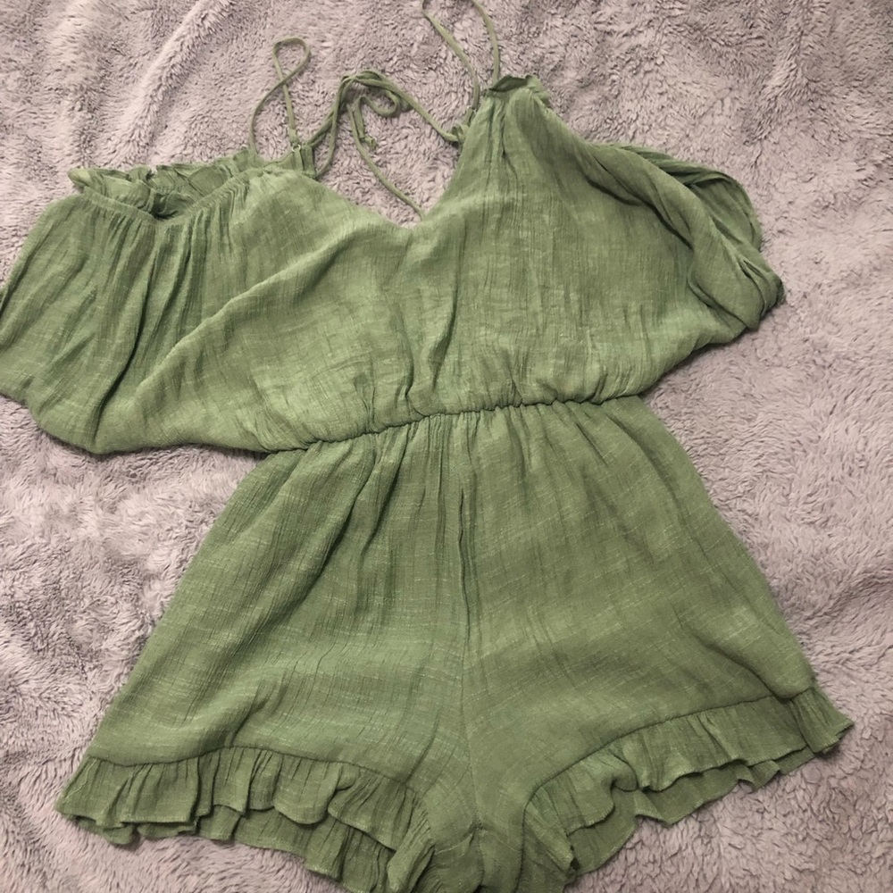 Green Ruffle Romper
